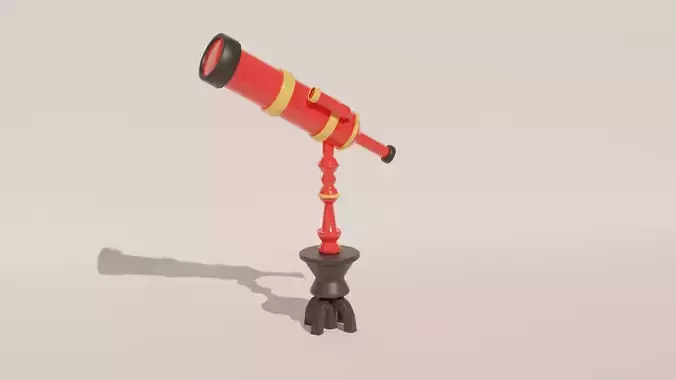 Low poly stylized telescope