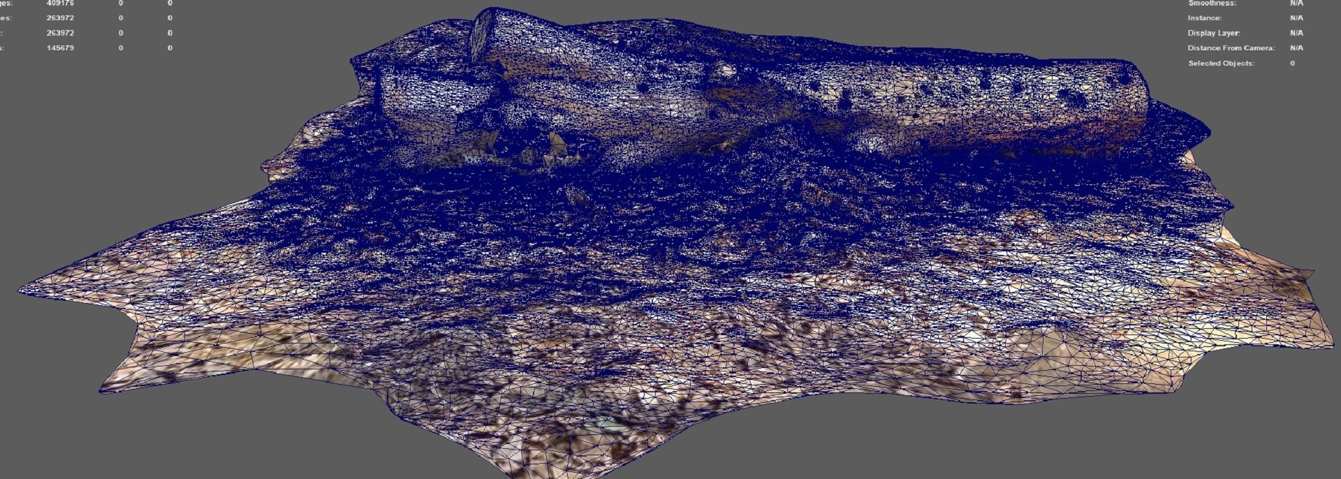 A beautiful tree log surrounded by dried leaves 3D model_1