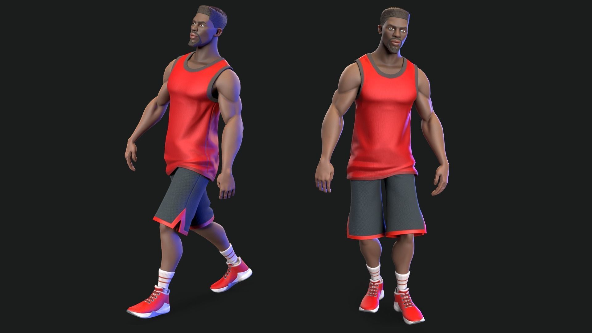 Stylized rigged basketball player Low-poly 3D model_4
