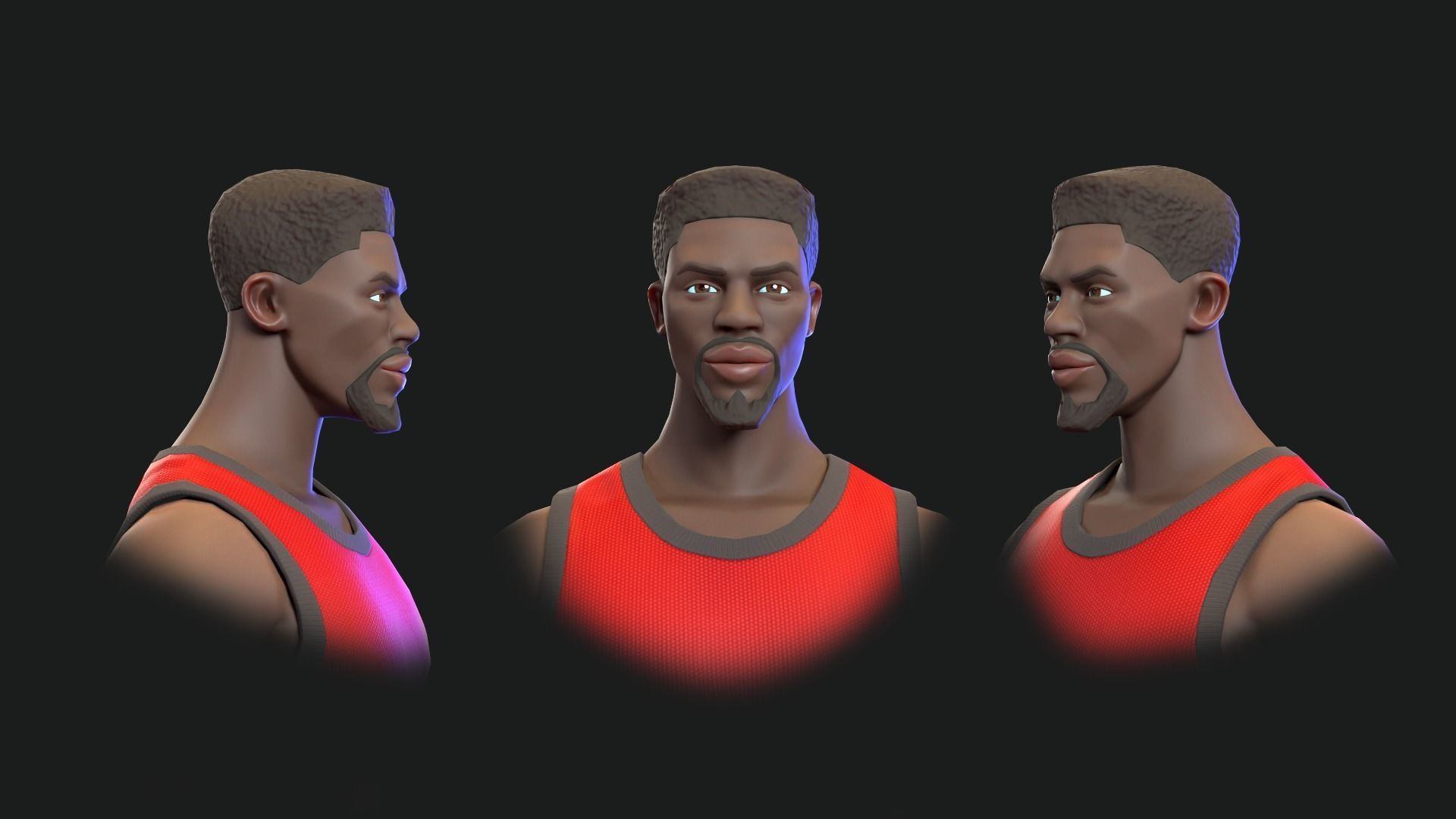 Stylized rigged basketball player Low-poly 3D model_6