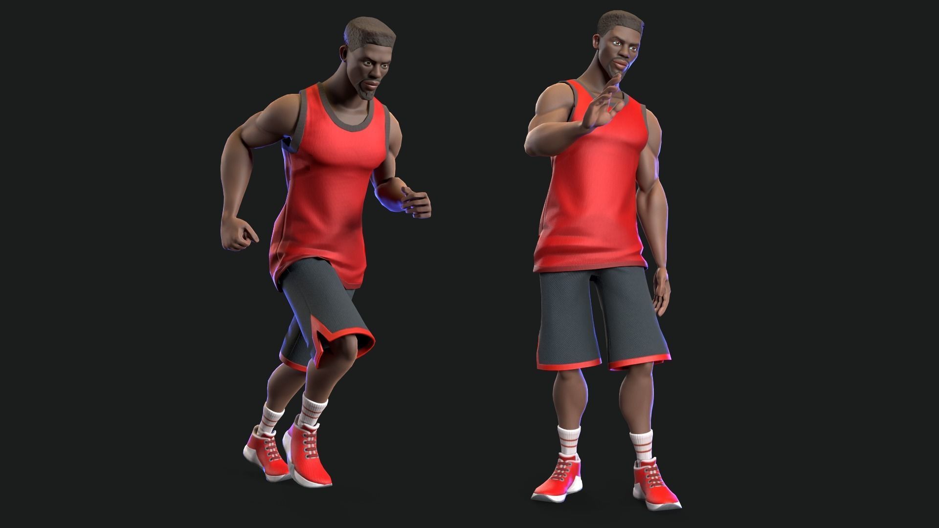 Stylized rigged basketball player Low-poly 3D model_3