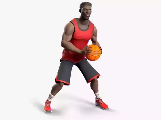 Stylized rigged basketball player Low-poly 3D model