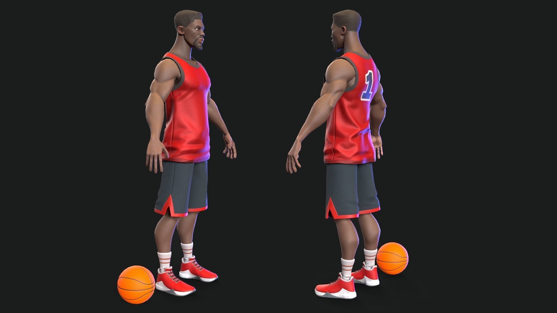 Stylized rigged basketball player Low-poly 3D model_2