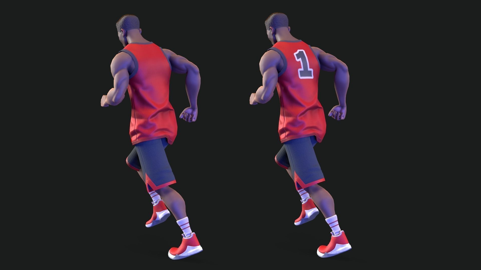 Stylized rigged basketball player Low-poly 3D model_5