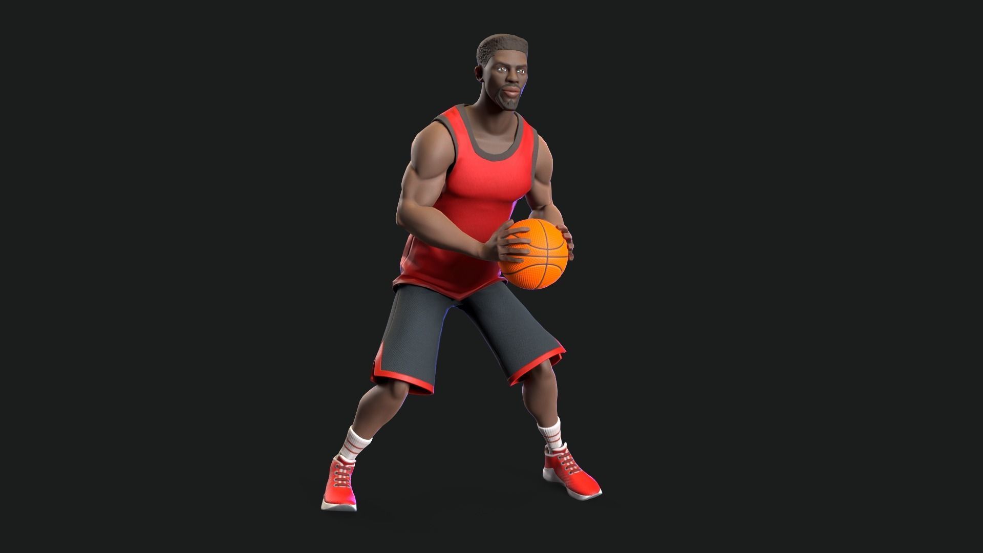 Stylized rigged basketball player Low-poly 3D model_1