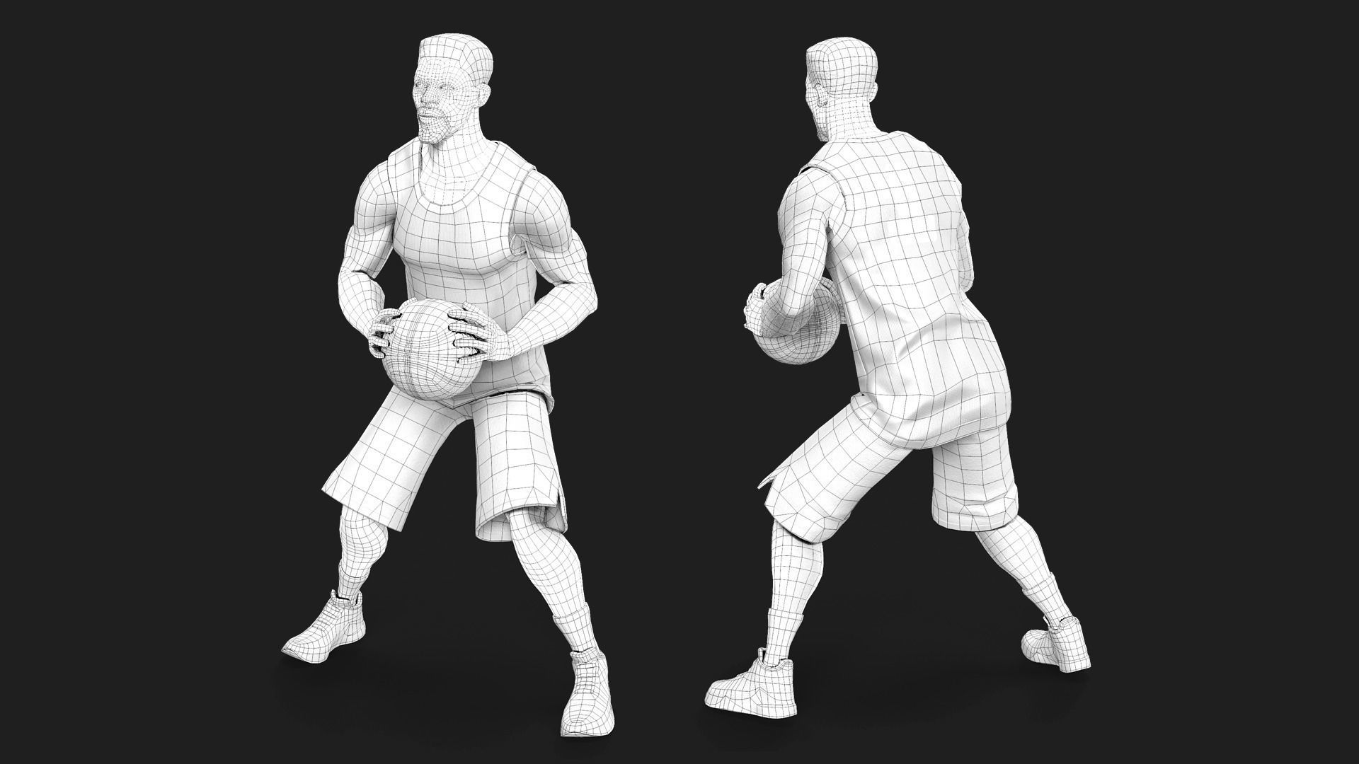 Stylized rigged basketball player Low-poly 3D model_9
