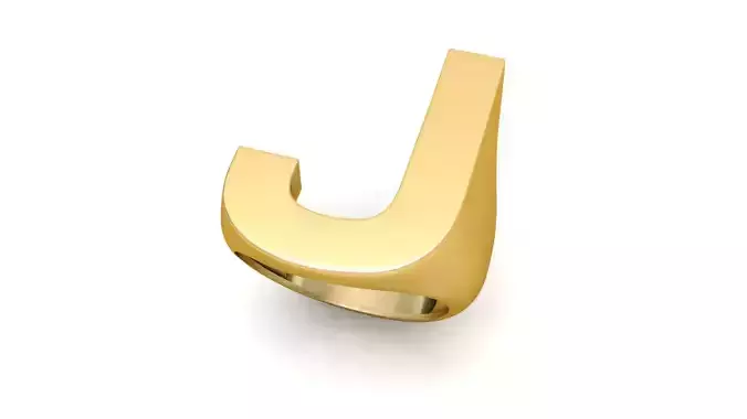 J Letter  Plain Gold Ring 