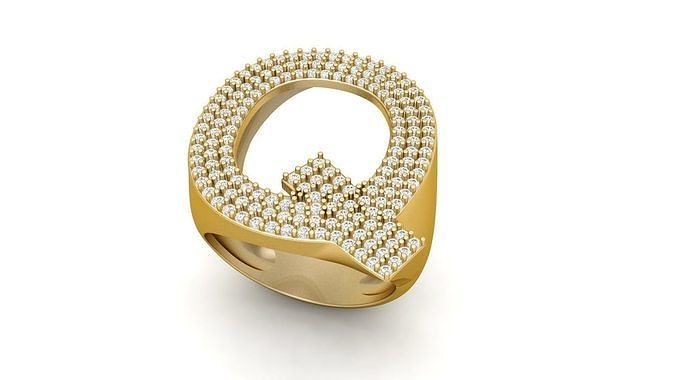 Q Letter Diamond  Ring   3D print model