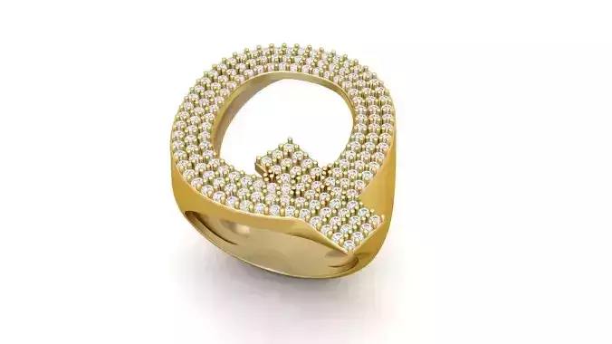 Q Letter Diamond  Ring  