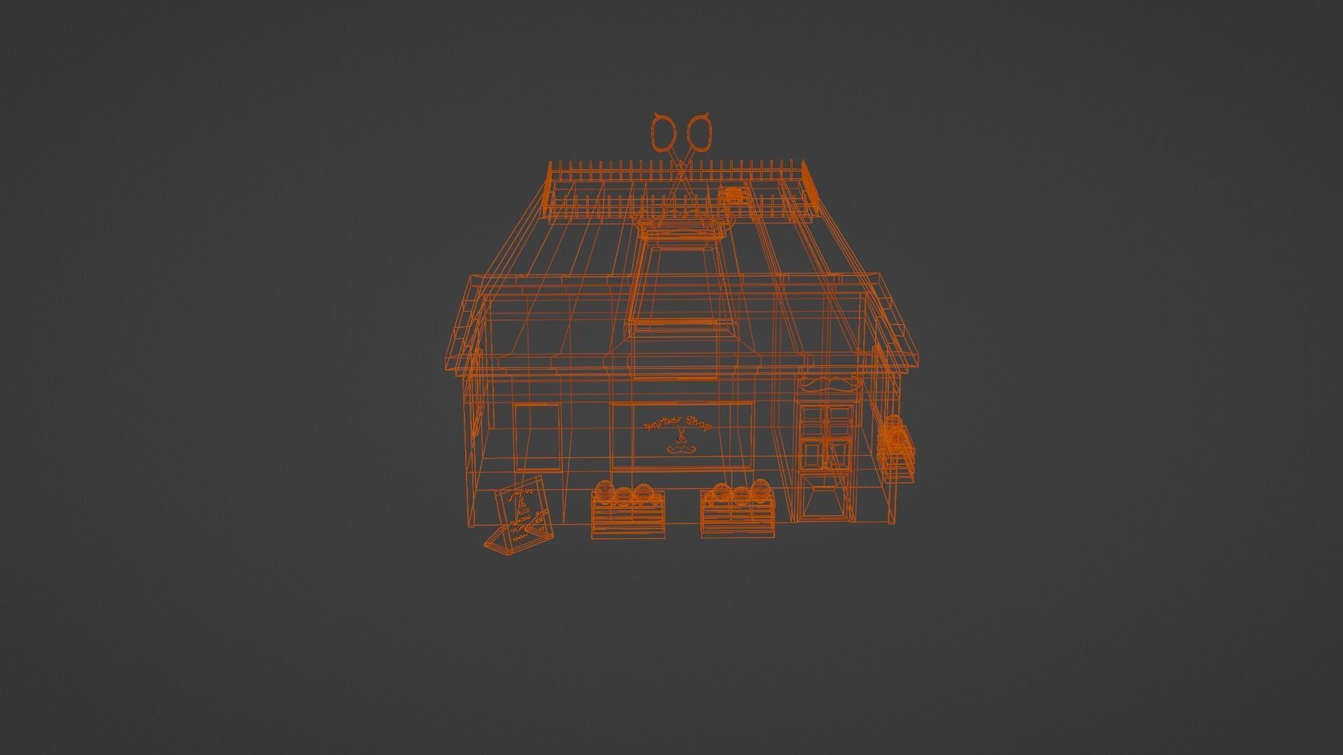 Low Poly Barber Shop Low-poly 3D model_8