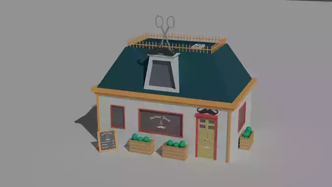 Low Poly Barber Shop