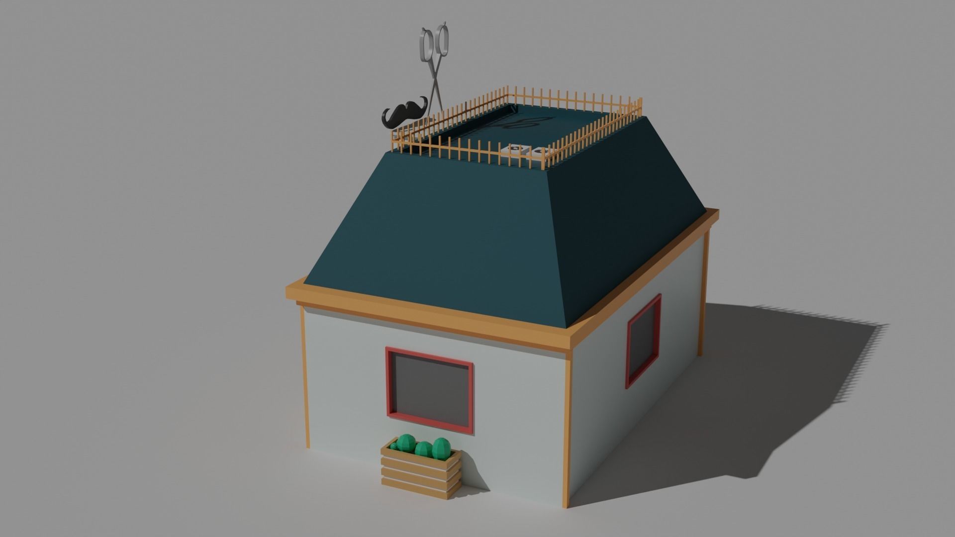 Low Poly Barber Shop Low-poly 3D model_2