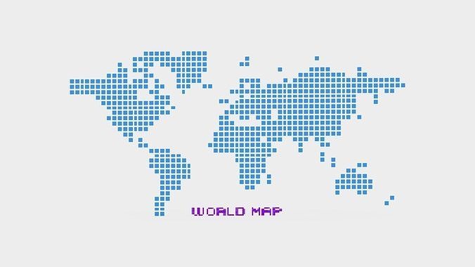 Pixel World Map Low-poly 3D model