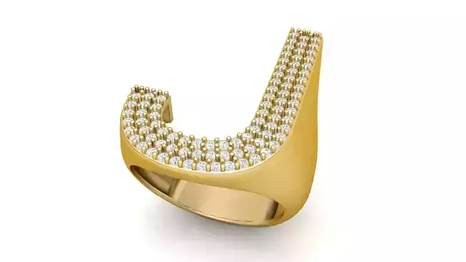 J Letter Diamond  Ring  