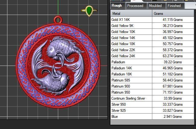 The Pisces Zodiac Sign Fishes Medallion Pendant v5 3D print model_18