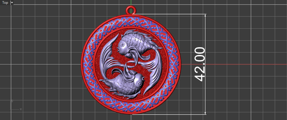 The Pisces Zodiac Sign Fishes Medallion Pendant v5 3D print model_17