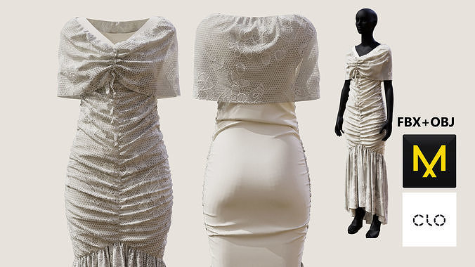 Elegant Dress Marvelous Designer 3D model