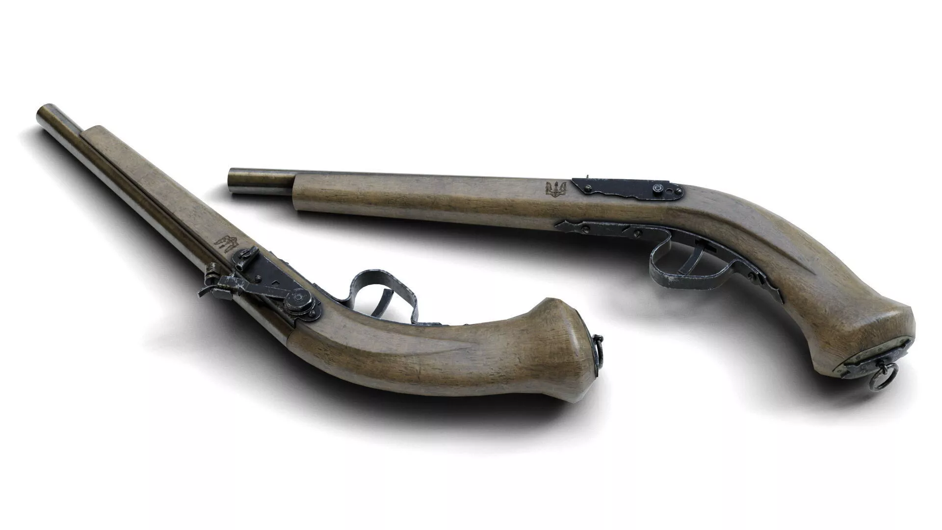 Cossack pistol Low-poly 3D model