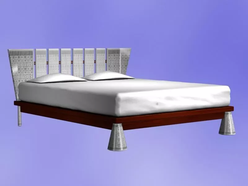 Bed Model made of metal and wood 3D model