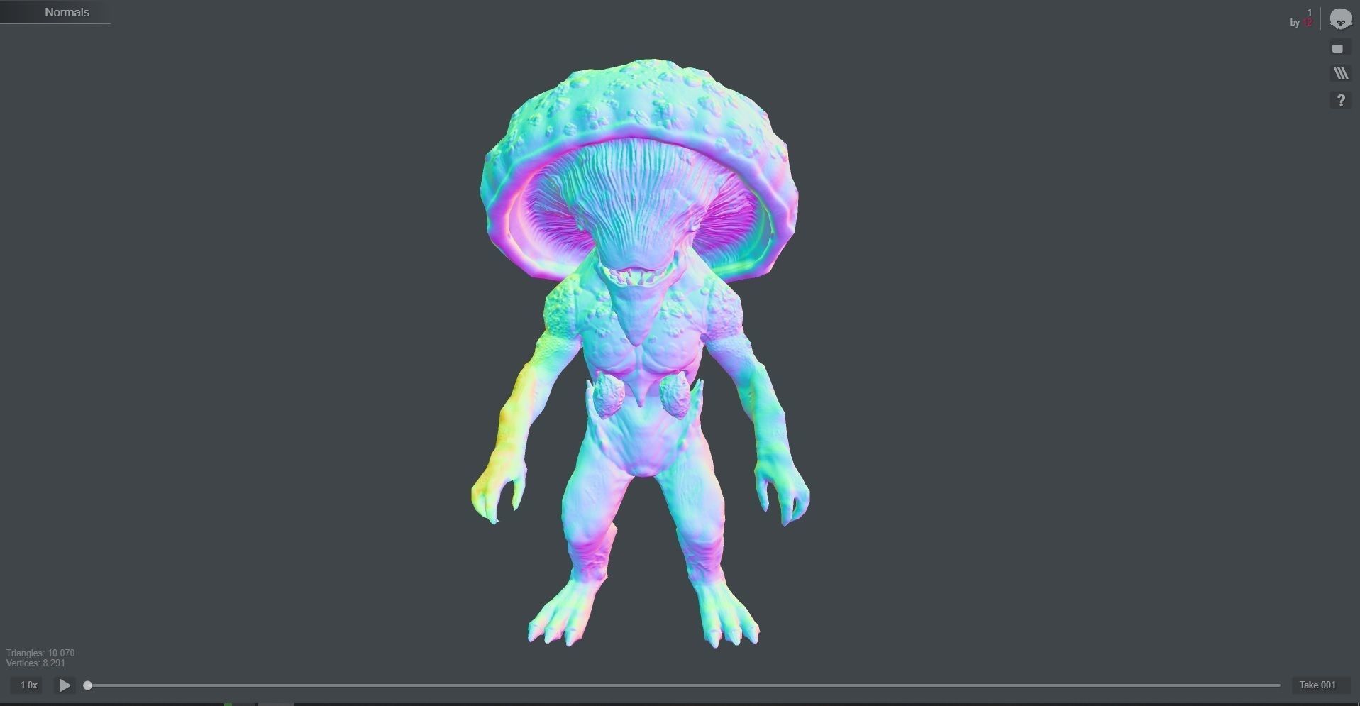 monster mushroom Low-poly 3D model_7