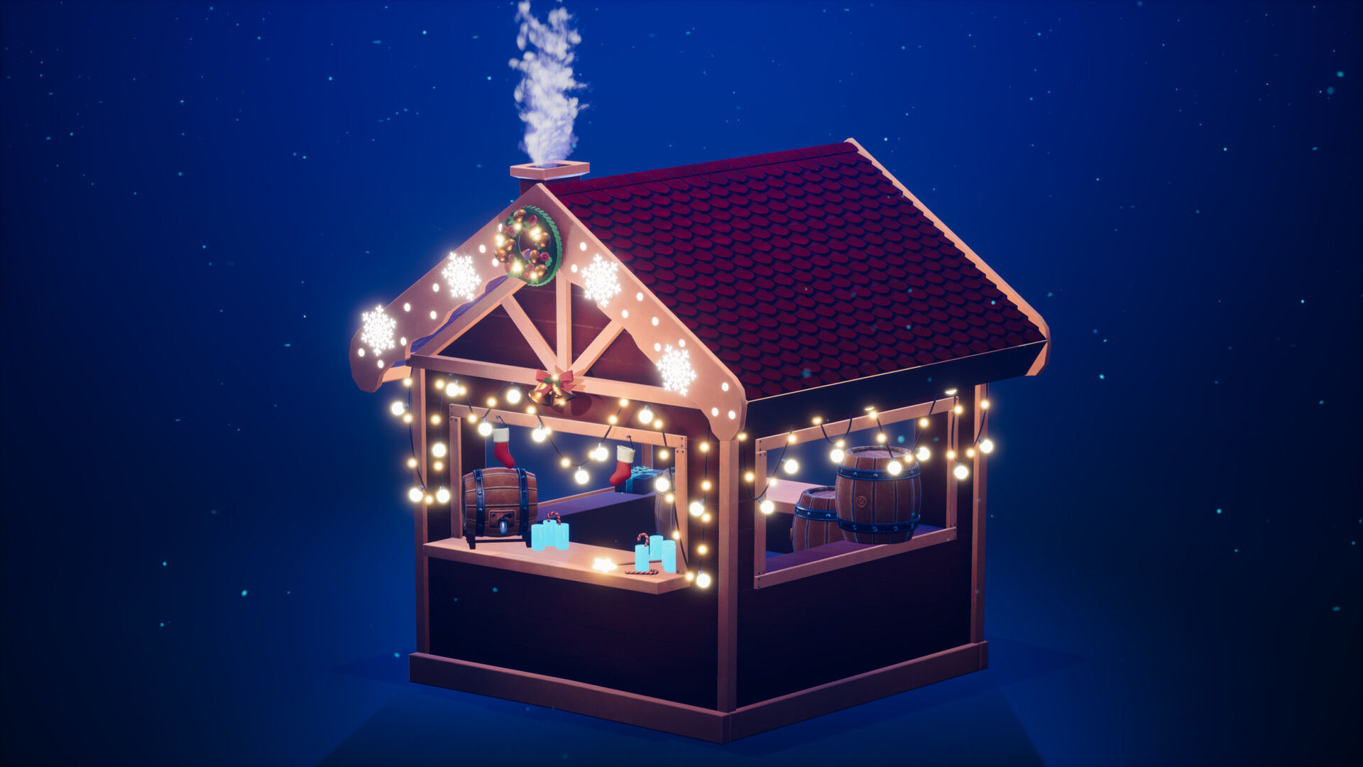 Christmas House Low-poly 3D model_4