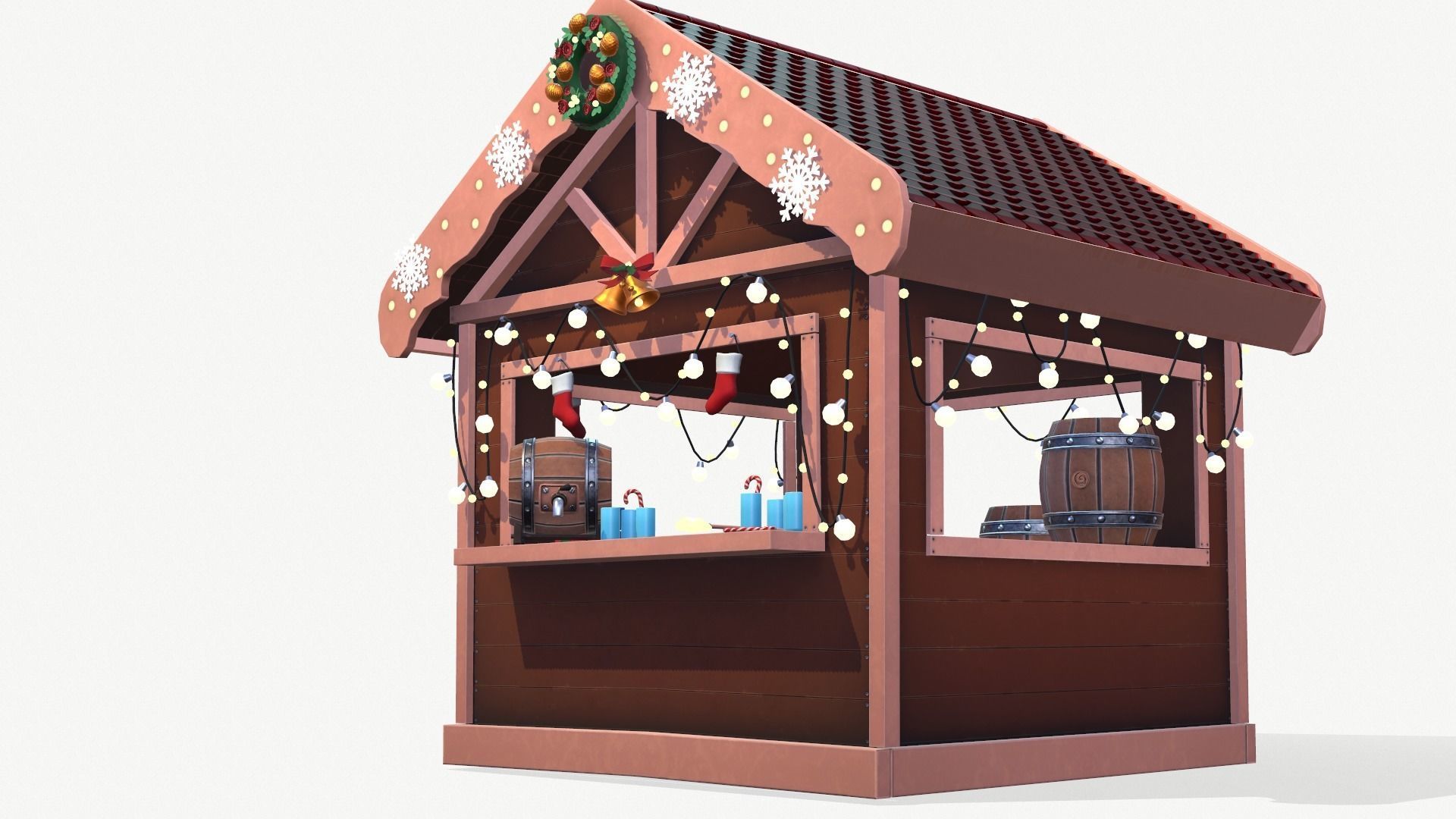 Christmas House Low-poly 3D model_8