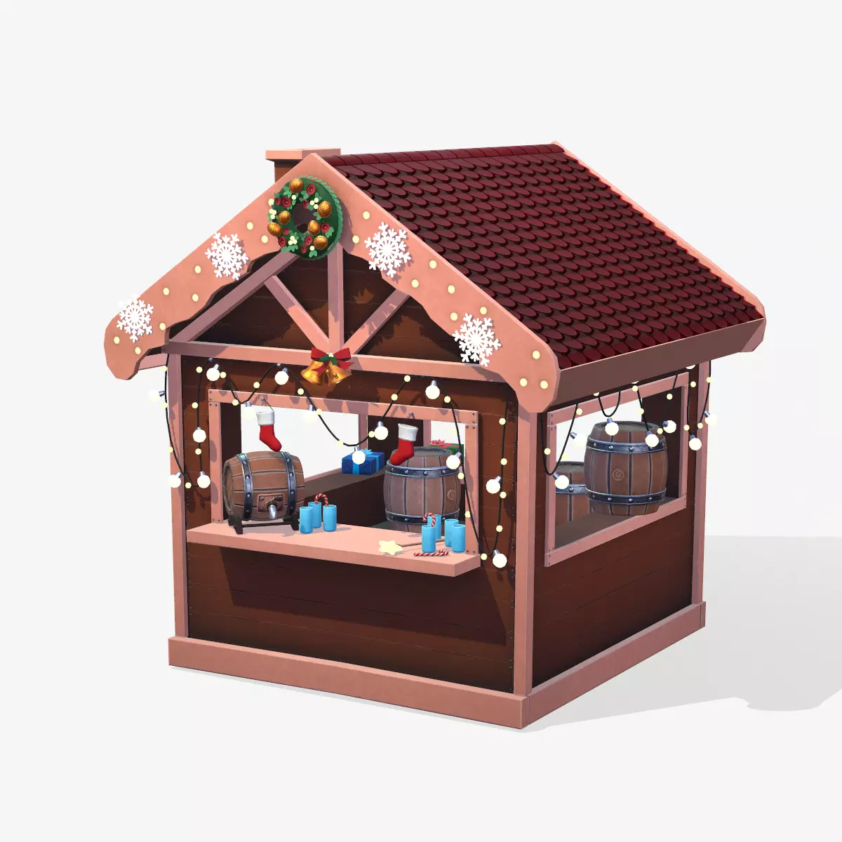 Christmas House Low-poly 3D model_0