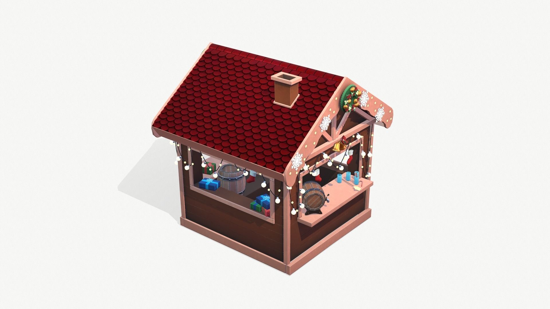 Christmas House Low-poly 3D model_9