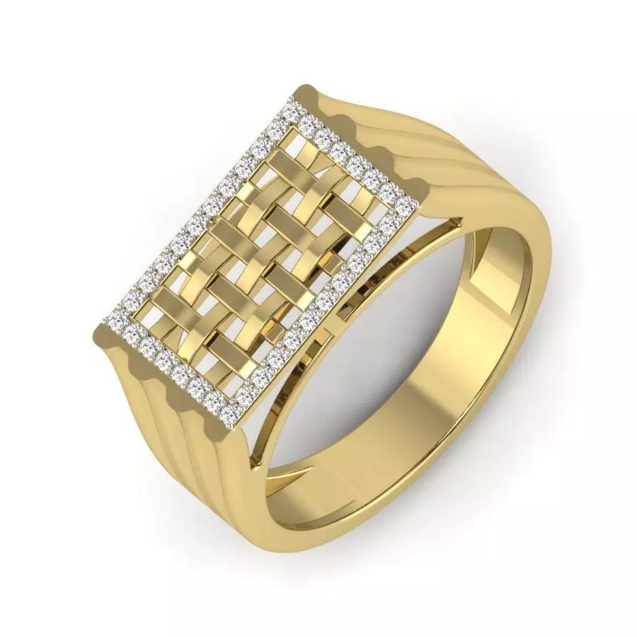 Mens diamond ring  3D print model_0