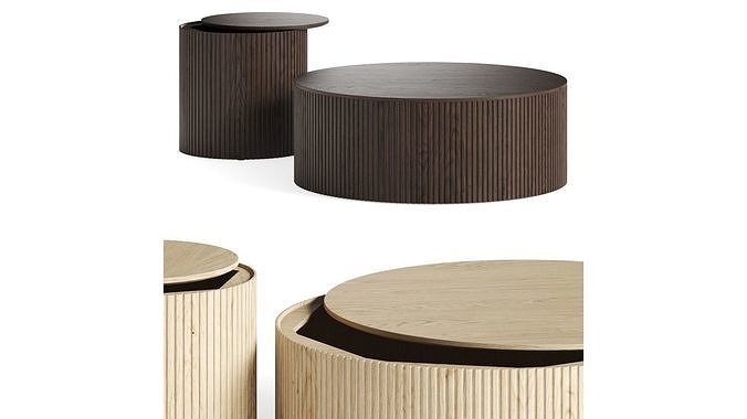 Ethnicraft Mahogany Roller Max Coffee Tables 3D model