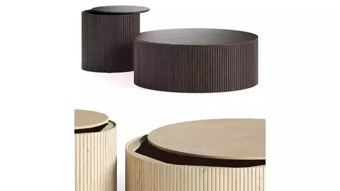 Ethnicraft Mahogany Roller Max Coffee Tables