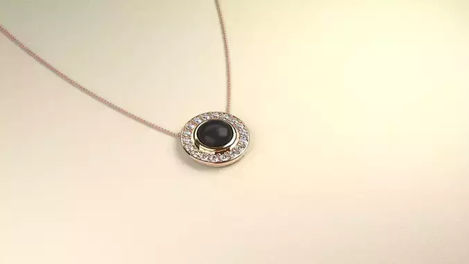 Cabochon stone and diamond pendant 