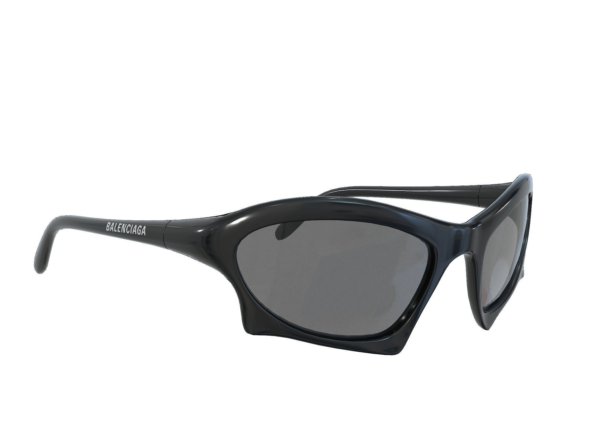 Balenciaga Bat Rectangle Sunglasses Low-poly 3D model_2