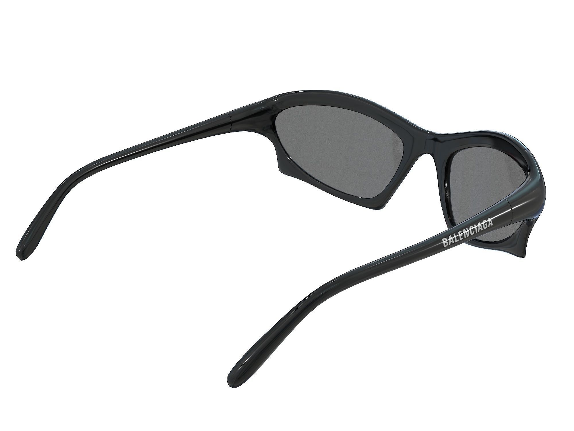 Balenciaga Bat Rectangle Sunglasses Low-poly 3D model_7