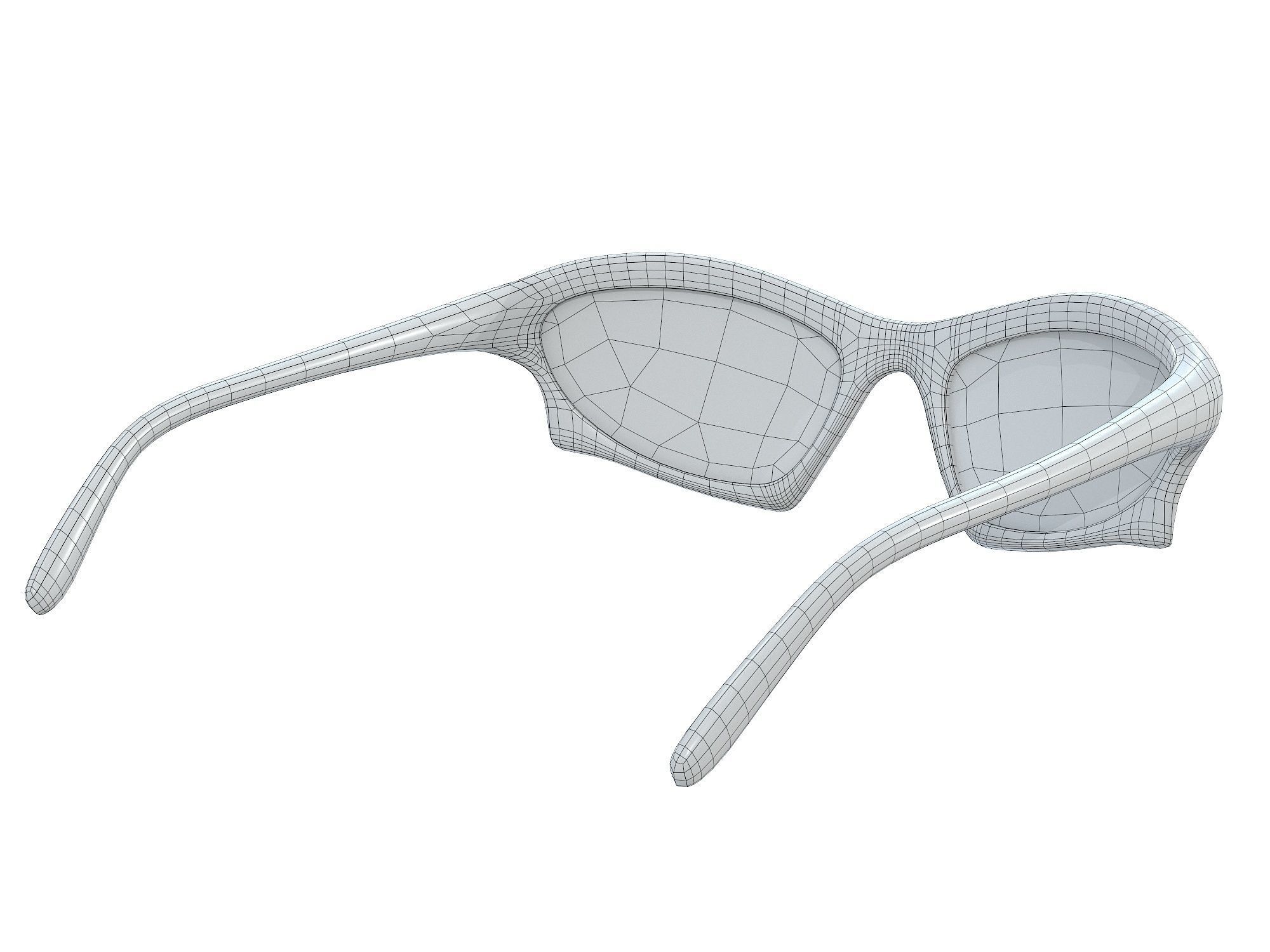 Balenciaga Bat Rectangle Sunglasses Low-poly 3D model_16