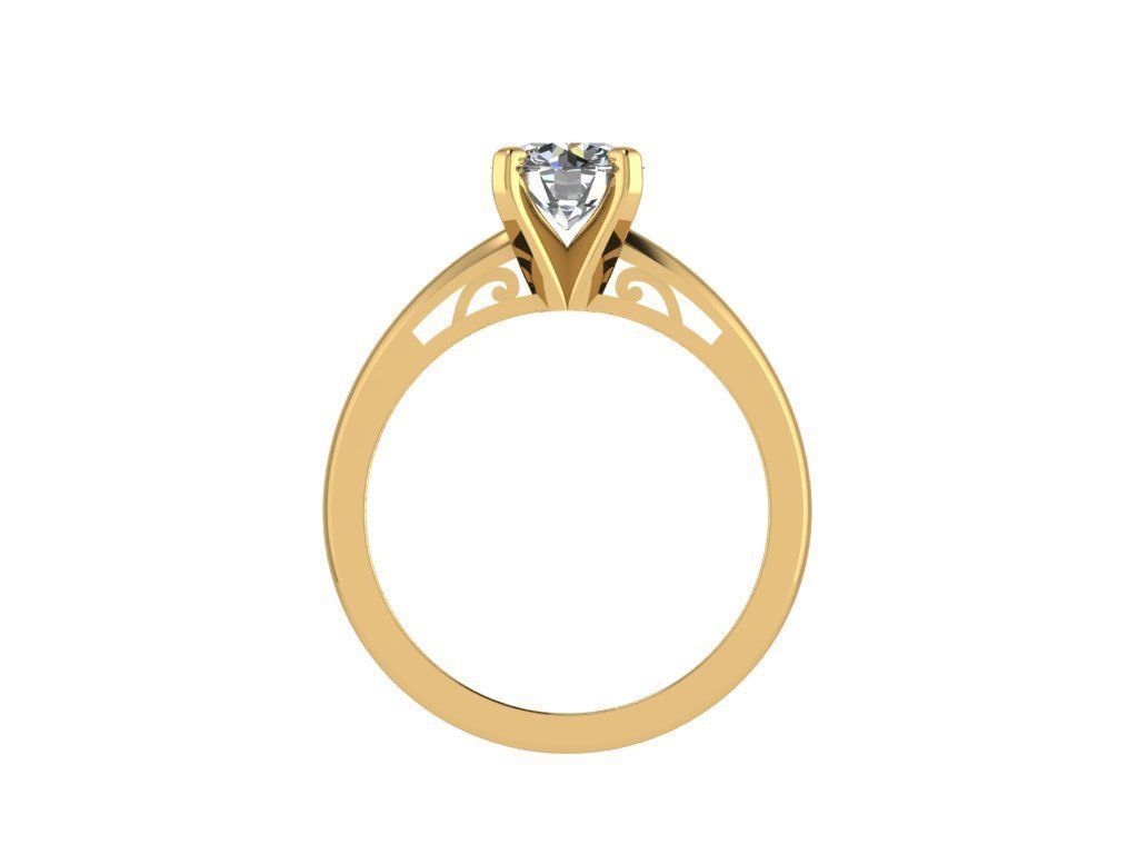 Ring079 solitaire engagement ring gold 3D print model_2