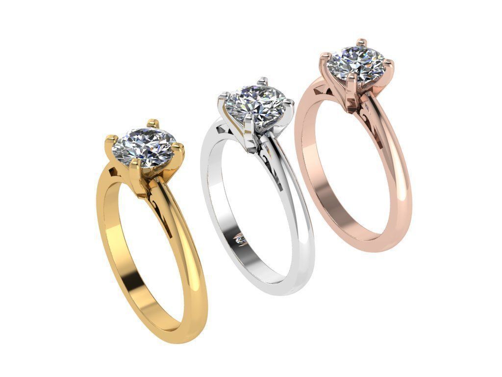 Ring079 solitaire engagement ring gold 3D print model_4
