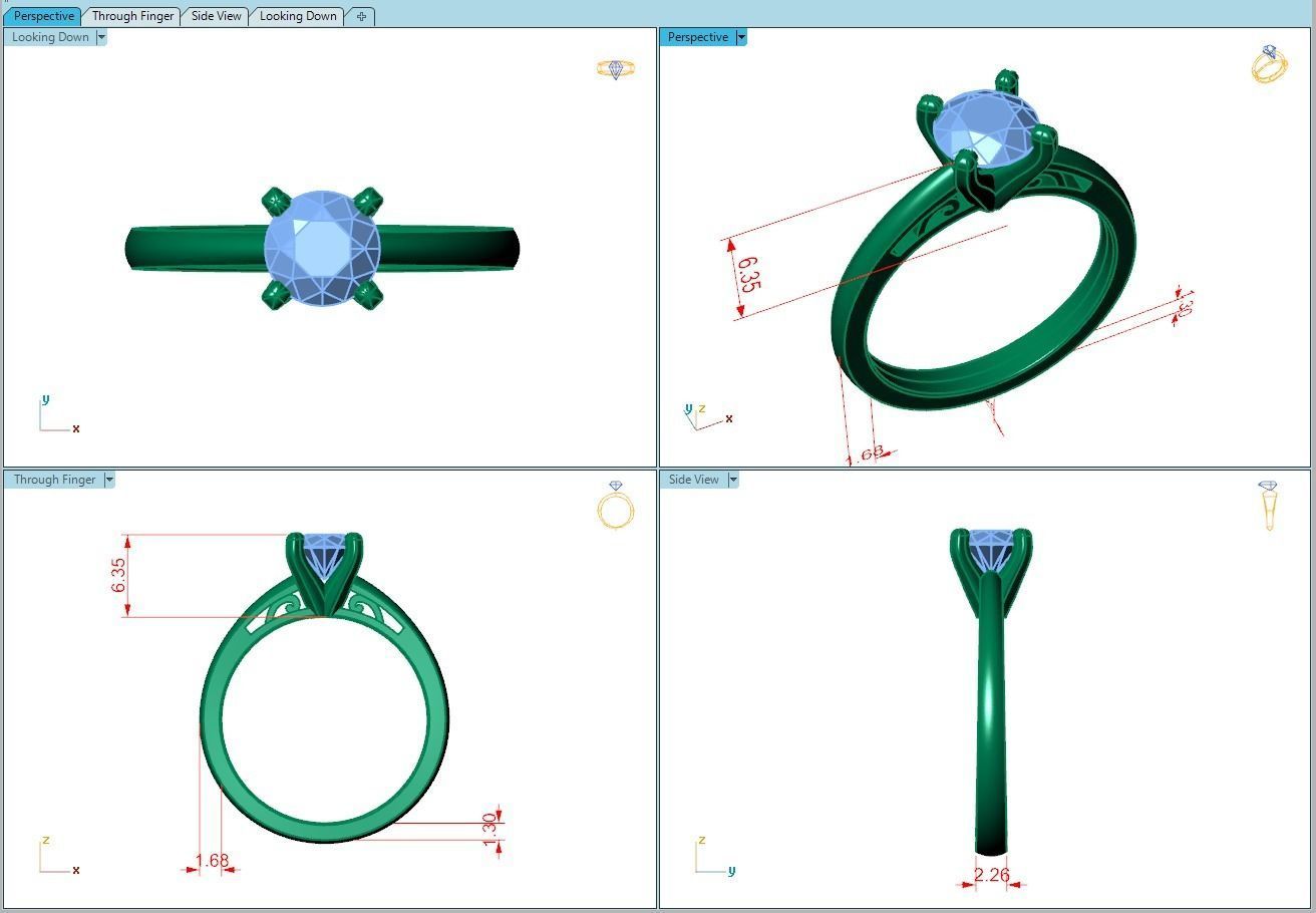 Ring079 solitaire engagement ring gold 3D print model_5