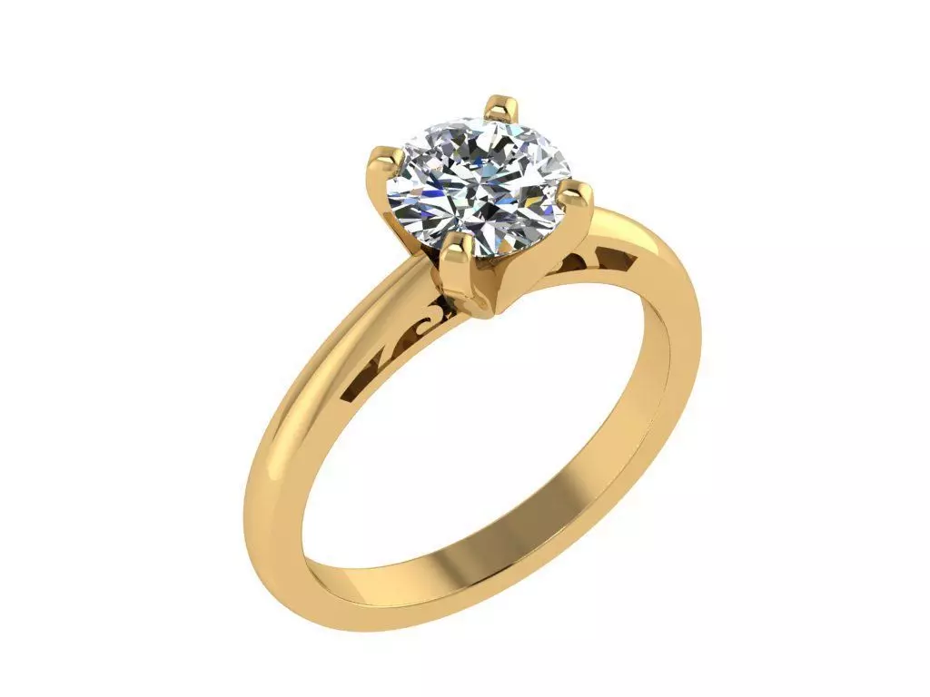 Ring079 solitaire engagement ring gold 3D print model_0