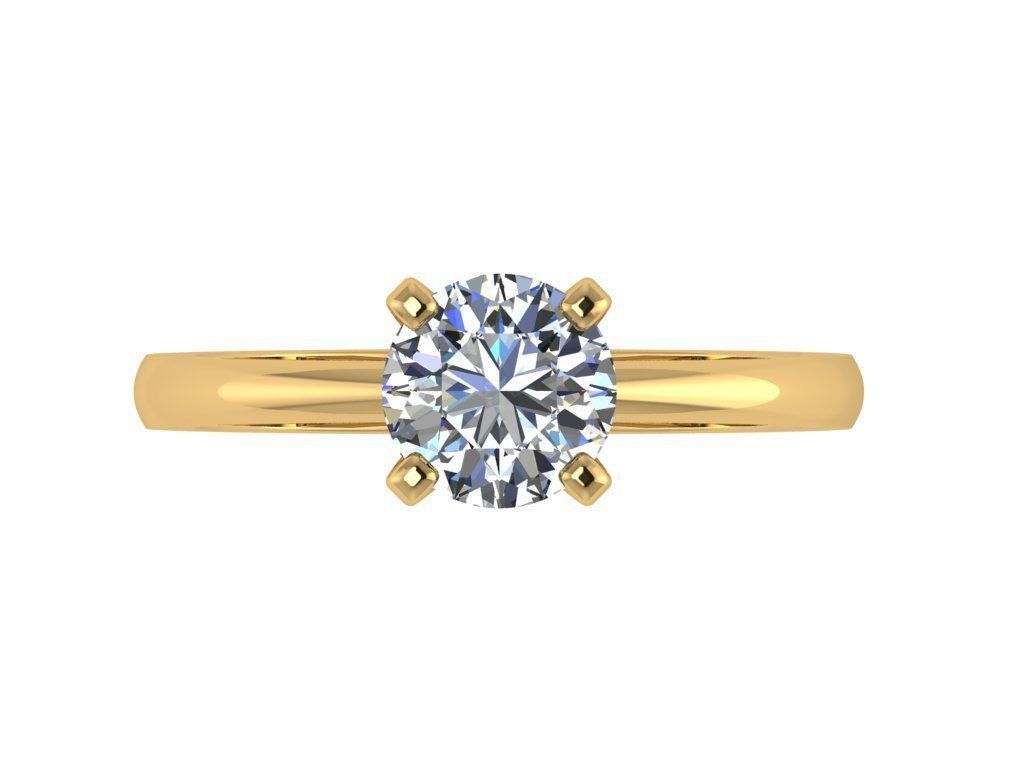 Ring079 solitaire engagement ring gold 3D print model_1