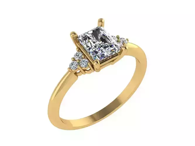 Ring080 princess cut diamond engagement ring gold 3D print model