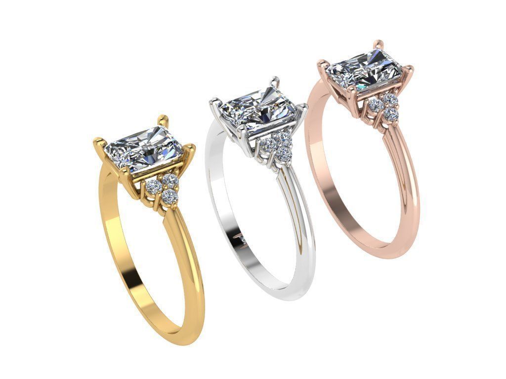 Ring080 princess cut diamond engagement ring gold 3D print model_4