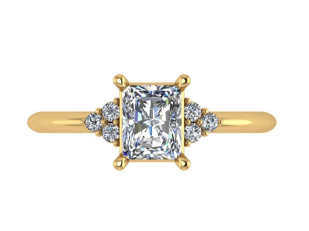 Ring080 princess cut diamond engagement ring gold 3D print model_1
