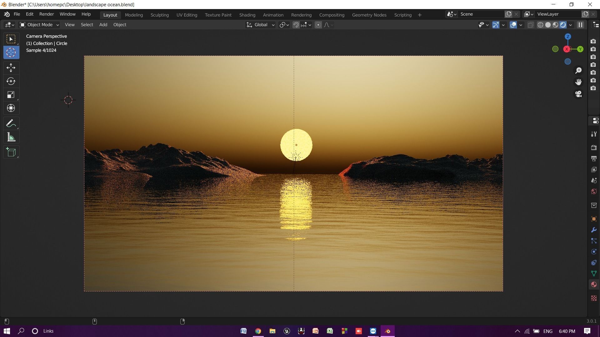 Ocean Sunset 3D model_1