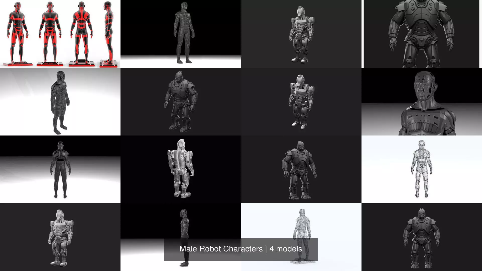 Male Robot Characters 3D Model Collection_0