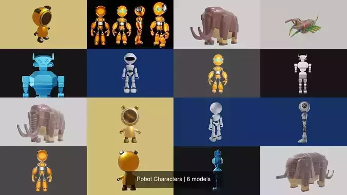 Robot Characters 3D Model Collection