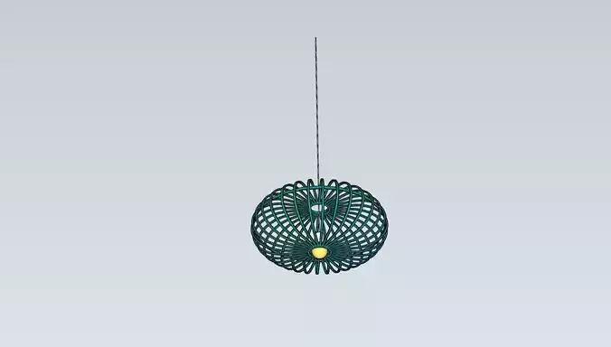Oblong bamboo shade with pendant light Free low-poly 3D model