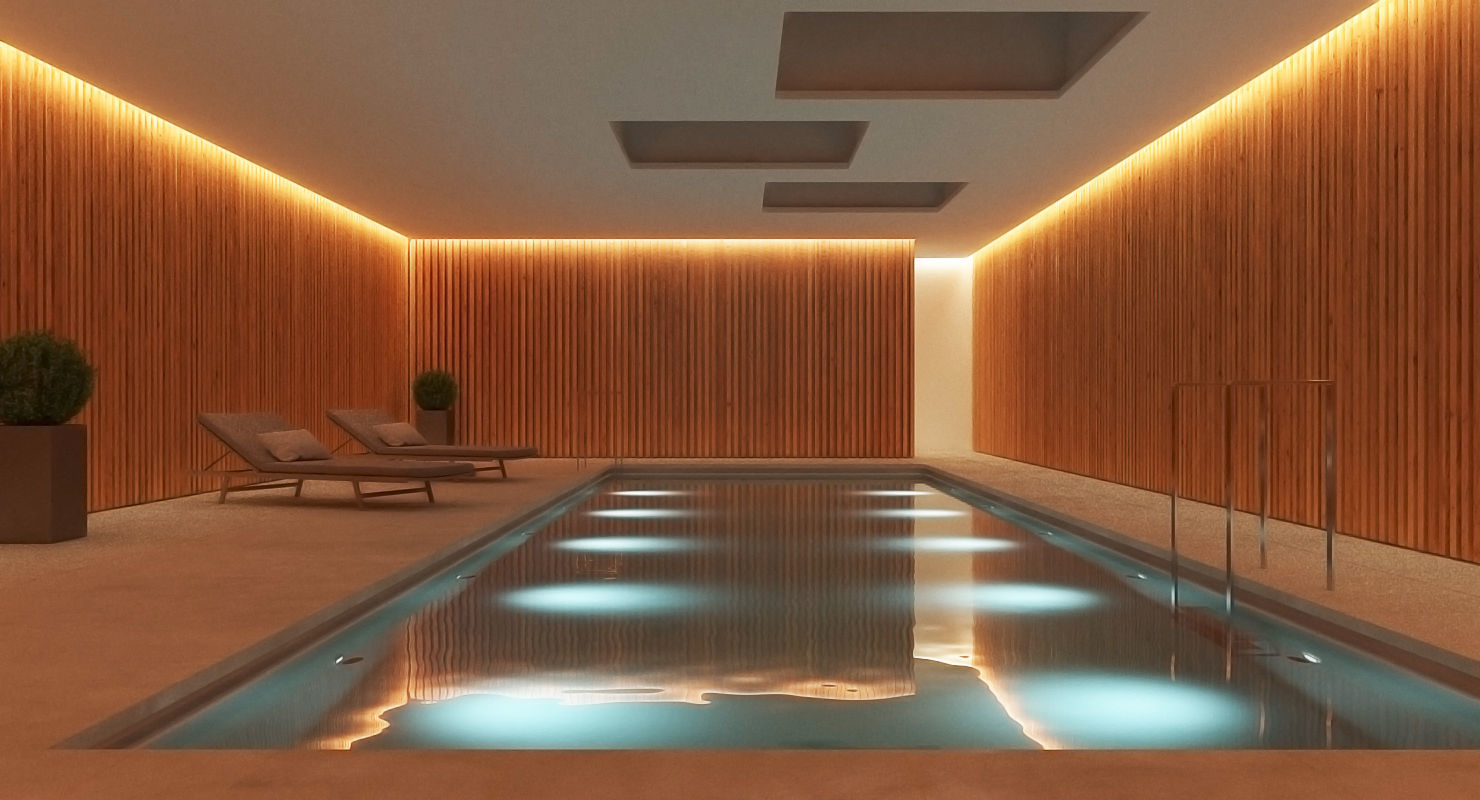 Swimming Pool Scene 3D model_1