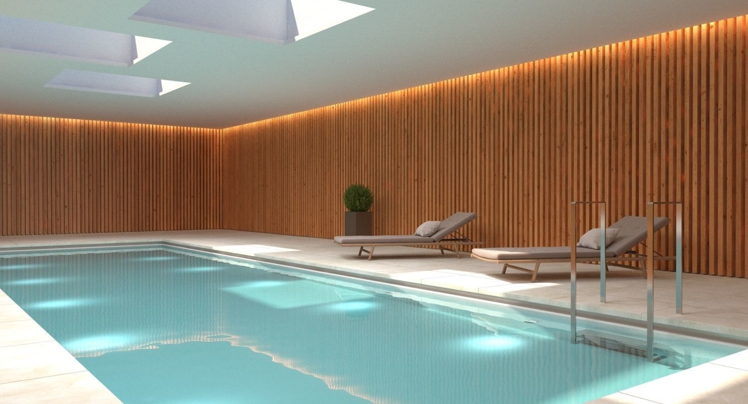 Swimming Pool Scene 3D model_2