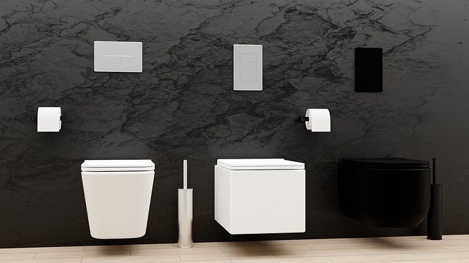 SET of toilet bowls 3 pcs 3D model